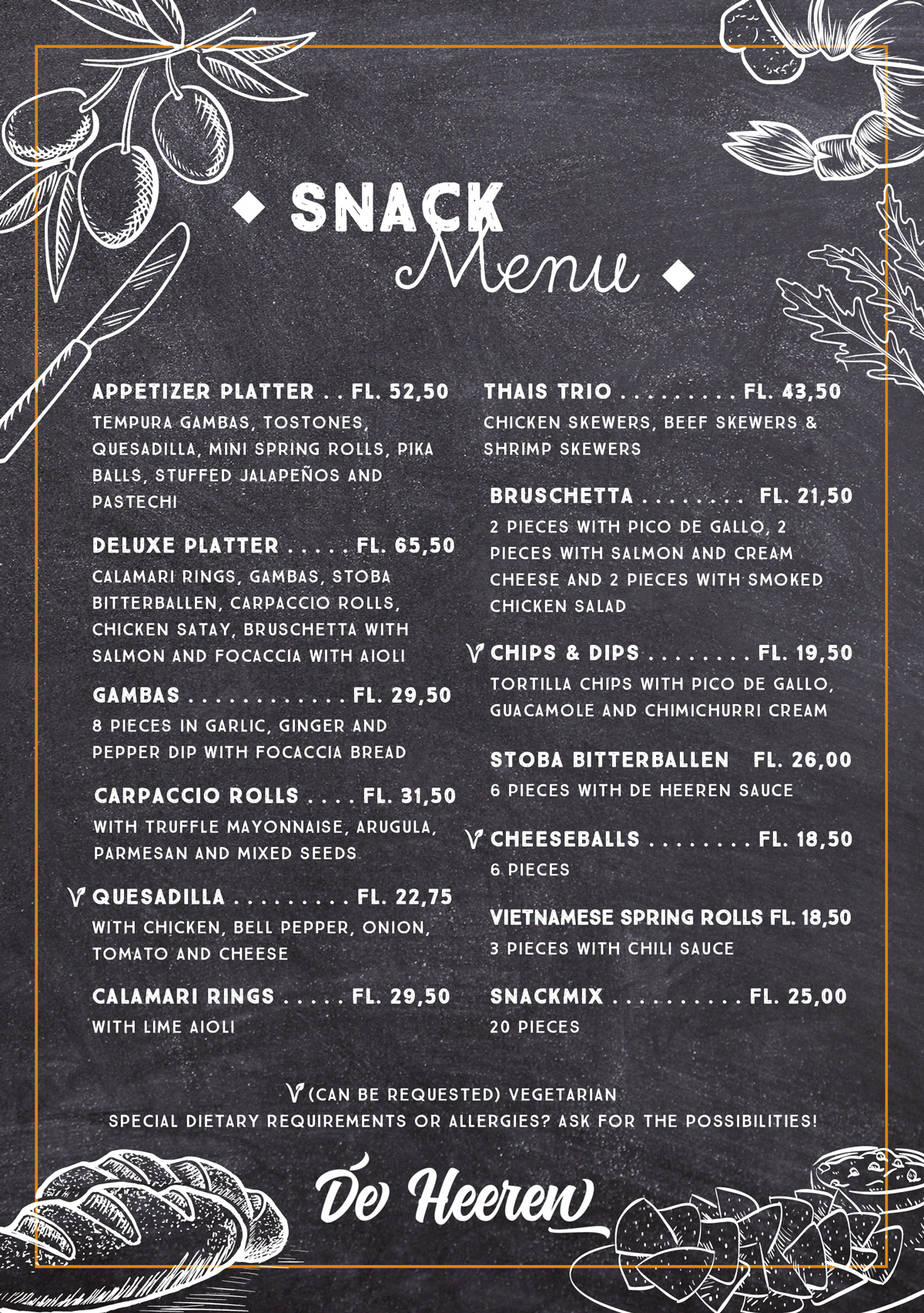 A5 snackmenu De Heeren EN
