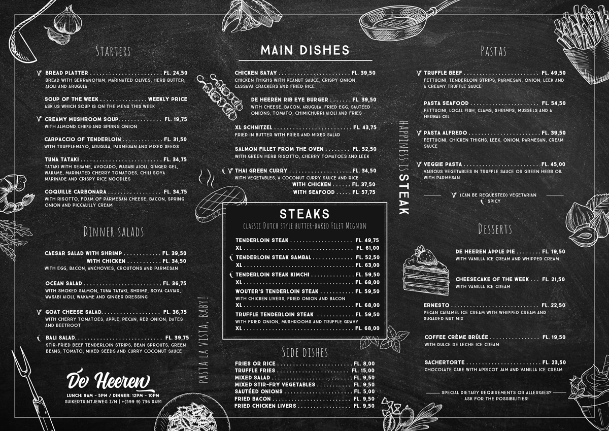 De Heeren Dinner Menu