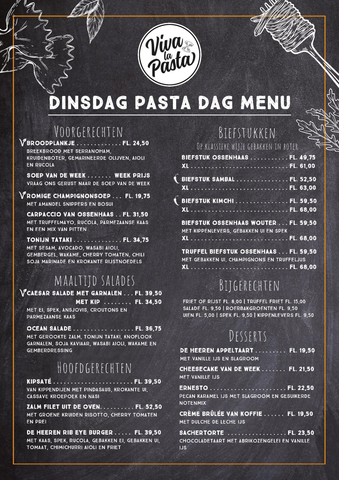 De Heeren Pasta Dag Menu
